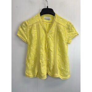 Urban Outfitters Simone Button‎ Top XS Women's Casual Short Sleeve Blouse Yellow
